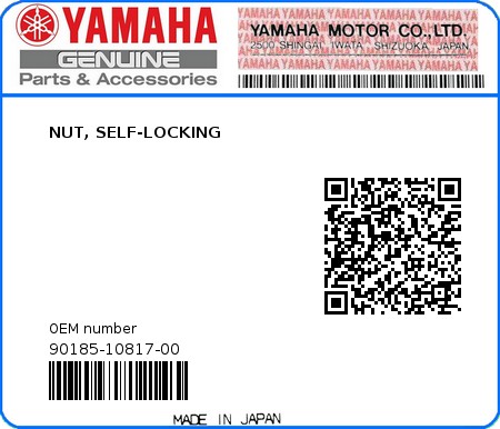 Product image: Yamaha - 90185-10817-00 - NUT, SELF-LOCKING 