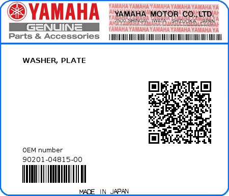 Product image: Yamaha - 90201-04815-00 - WASHER, PLATE  0