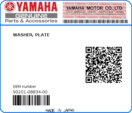 Product image: Yamaha - 90201-08834-00 - WASHER, PLATE 