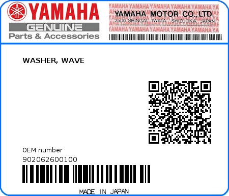 Product image: Yamaha - 902062600100 - WASHER, WAVE  0