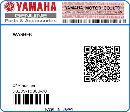 Product image: Yamaha - 90209-15008-00 - WASHER 