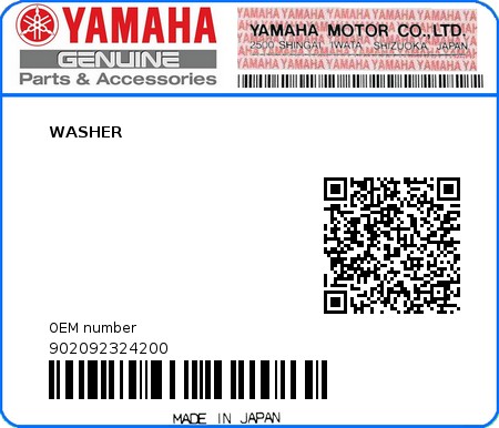 Product image: Yamaha - 902092324200 - WASHER 