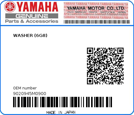 Product image: Yamaha - 9020945M0900 - WASHER (6G8) 