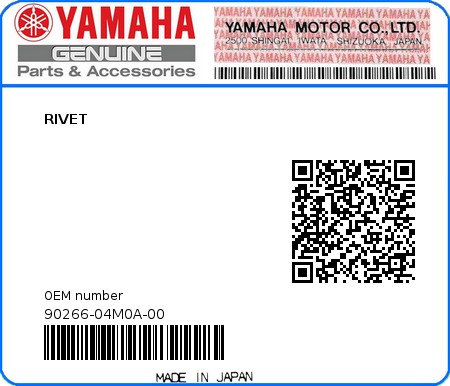 Product image: Yamaha - 90266-04M0A-00 - RIVET 