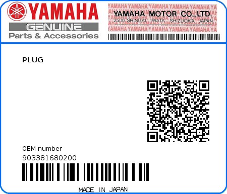 Product image: Yamaha - 903381680200 - PLUG 