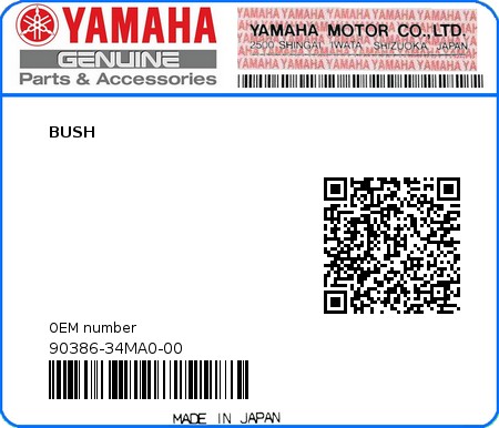 Product image: Yamaha - 90386-34MA0-00 - BUSH  0