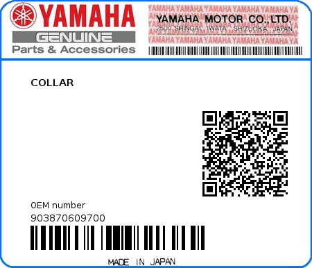 Product image: Yamaha - 903870609700 - COLLAR 