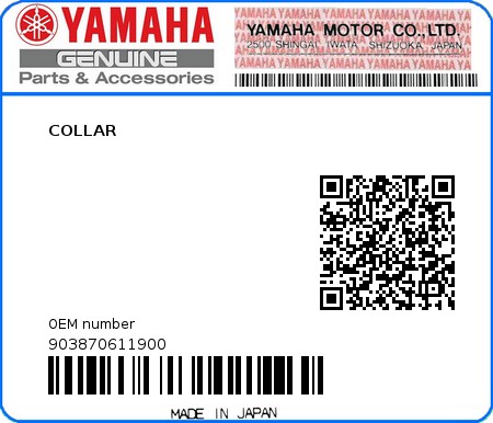 Product image: Yamaha - 903870611900 - COLLAR 