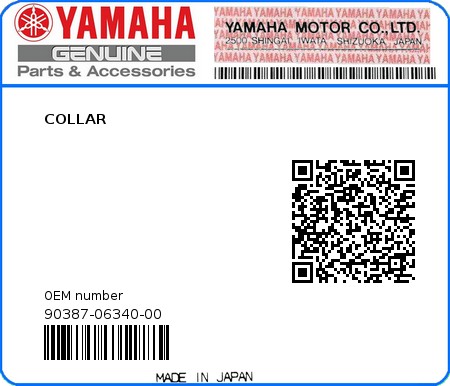 Product image: Yamaha - 90387-06340-00 - COLLAR 