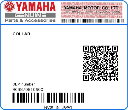 Product image: Yamaha - 903870810600 - COLLAR 