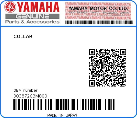 Product image: Yamaha - 90387263M800 - COLLAR   0
