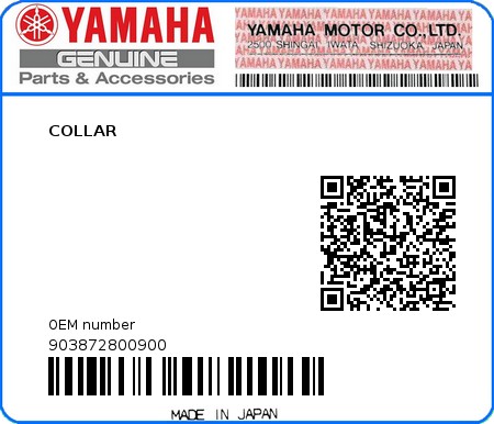 Product image: Yamaha - 903872800900 - COLLAR  0
