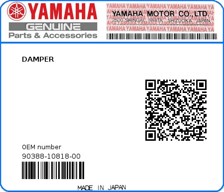 Product image: Yamaha - 90388-10818-00 - DAMPER 