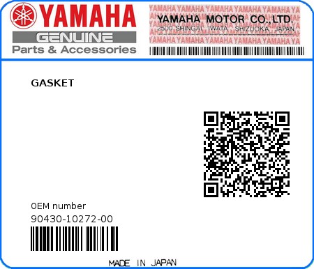 Product image: Yamaha - 90430-10272-00 - GASKET  0