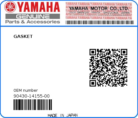 Product image: Yamaha - 90430-14155-00 - GASKET 