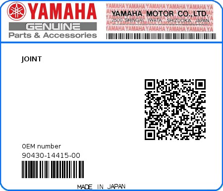 Product image: Yamaha - 90430-14415-00 - JOINT  0