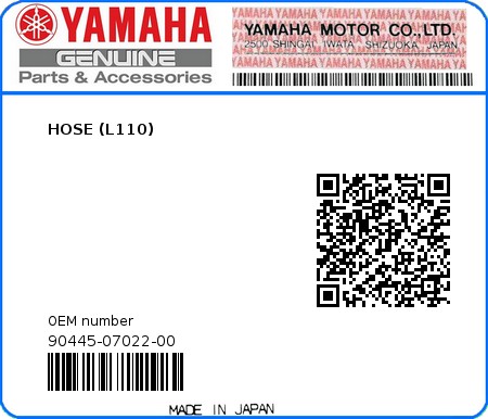 Product image: Yamaha - 90445-07022-00 - HOSE (L110) 