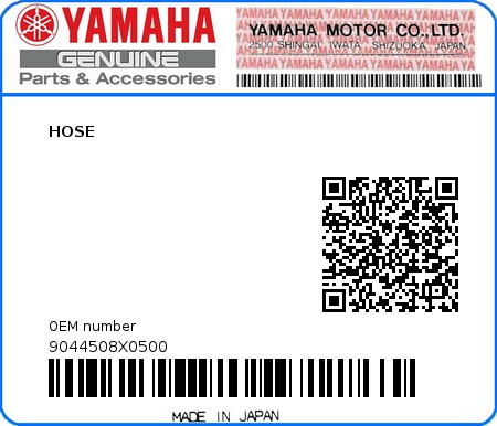 Product image: Yamaha - 9044508X0500 - HOSE  0