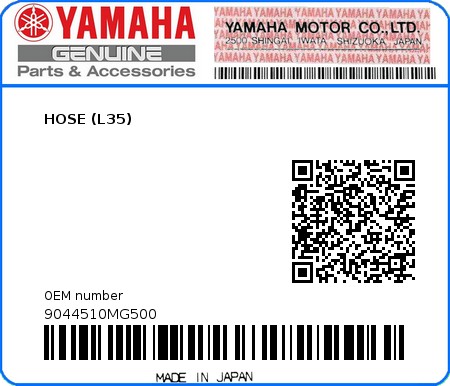 Product image: Yamaha - 9044510MG500 - HOSE (L35) 