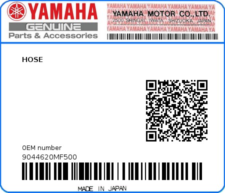 Product image: Yamaha - 9044620MF500 - HOSE  0