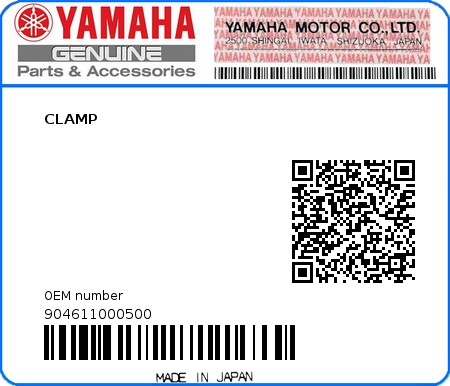 Product image: Yamaha - 904611000500 - CLAMP 