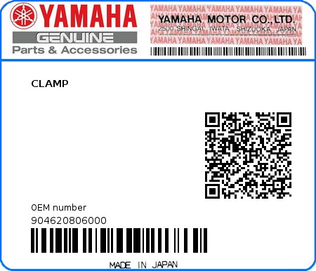 Product image: Yamaha - 904620806000 - CLAMP  0