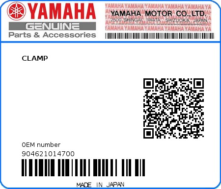 Product image: Yamaha - 904621014700 - CLAMP  