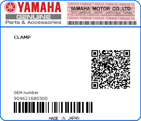 Product image: Yamaha - 904621680300 - CLAMP  0