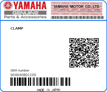 Product image: Yamaha - 904640801200 - CLAMP 