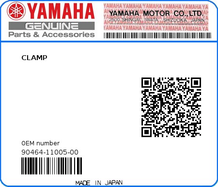 Product image: Yamaha - 90464-11005-00 - CLAMP  0