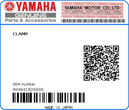 Product image: Yamaha - 904641826600 - CLAMP  0