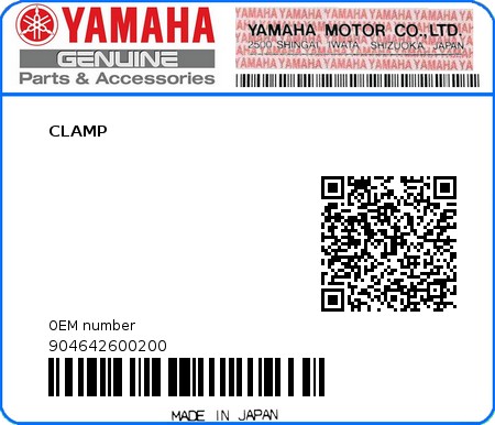 Product image: Yamaha - 904642600200 - CLAMP 