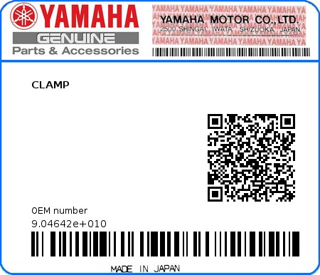 Product image: Yamaha - 9.04642e+010 - CLAMP  