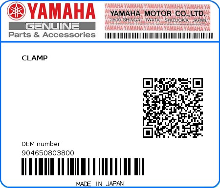 Product image: Yamaha - 904650803800 - CLAMP 