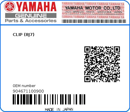 Product image: Yamaha - 904671100900 - CLIP (8J7) 