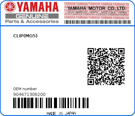 Product image: Yamaha - 904671306200 - CLIP(MG5)  0