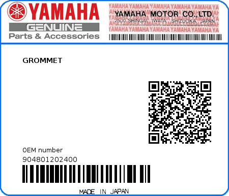 Product image: Yamaha - 904801202400 - GROMMET 