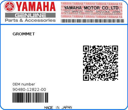 Product image: Yamaha - 90480-12822-00 - GROMMET 