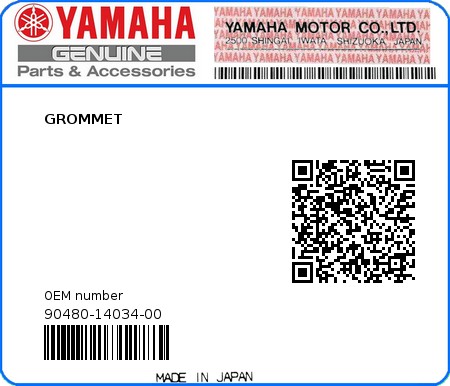 Product image: Yamaha - 90480-14034-00 - GROMMET  0