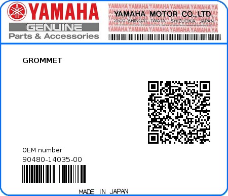 Product image: Yamaha - 90480-14035-00 - GROMMET 