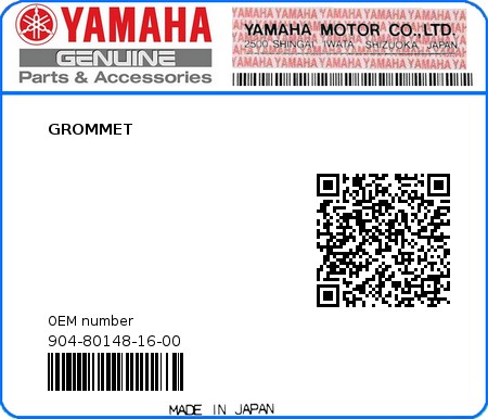 Product image: Yamaha - 904-80148-16-00 - GROMMET 