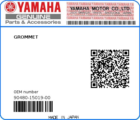 Product image: Yamaha - 90480-15019-00 - GROMMET 