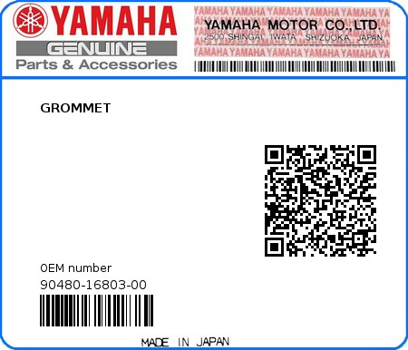 Product image: Yamaha - 90480-16803-00 - GROMMET 