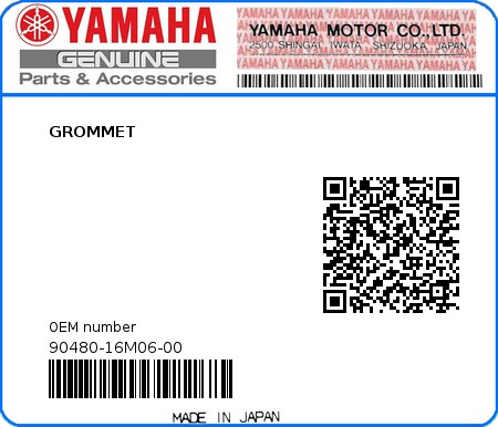 Product image: Yamaha - 90480-16M06-00 - GROMMET 