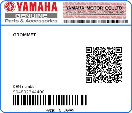 Product image: Yamaha - 904802344400 - GROMMET   0