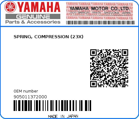 Product image: Yamaha - 905011372000 - SPRING, COMPRESSION (23X)  0