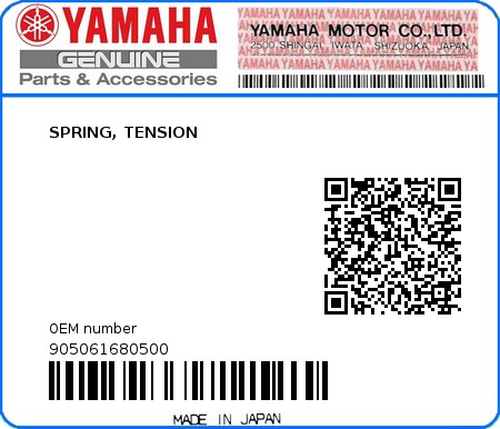 Product image: Yamaha - 905061680500 - SPRING, TENSION 