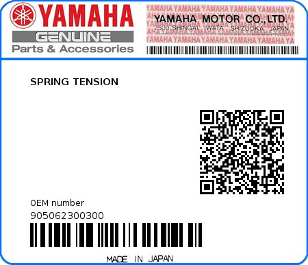 Product image: Yamaha - 905062300300 - SPRING TENSION  0