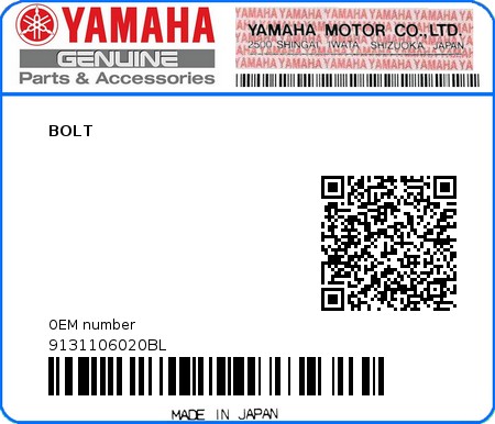 Product image: Yamaha - 9131106020BL - BOLT   0