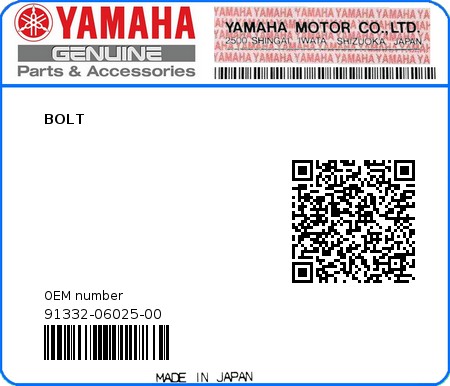 Product image: Yamaha - 91332-06025-00 - BOLT 